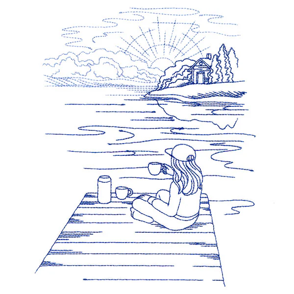 Classic Camping Scene - Dock (Bluework) - Image 3