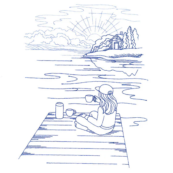 Classic Camping Scene - Dock (Bluework) - Image 5