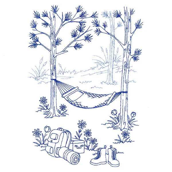 Classic Camping Scene - Hammock (Bluework) - Image 2