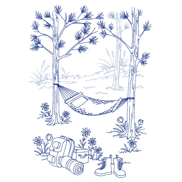Classic Camping Scene - Hammock (Bluework) - Image 5