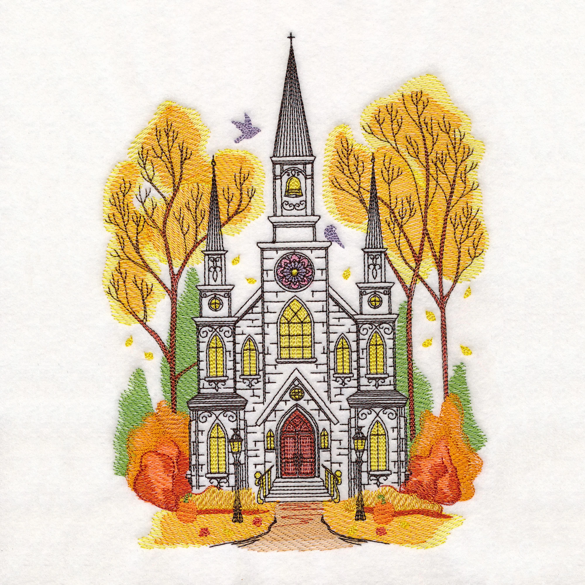 Classic Fall Church Scene - Image 6