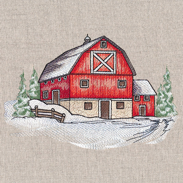 Classic Snowy Barn Scene - Image 3