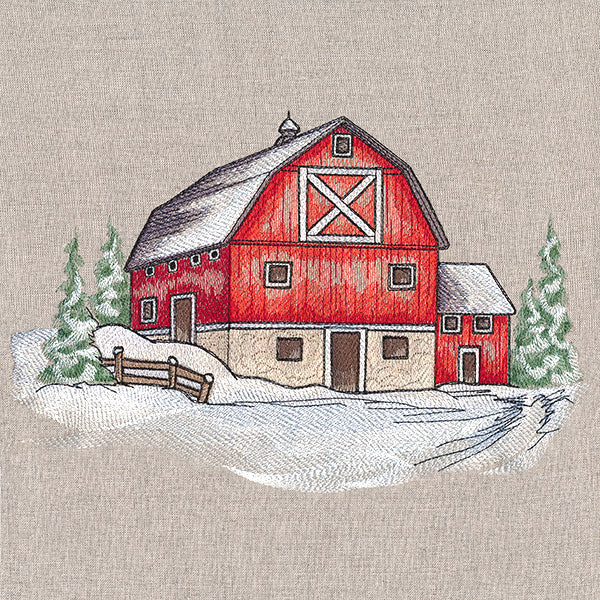 Classic Snowy Barn Scene - Image 5