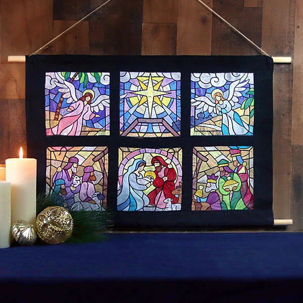 Classic Stained Glass Nativity Scene - Heavenly Angel 2 - Image 6
