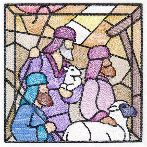 Classic Stained Glass Nativity Scene - The Shepherds - Image 3