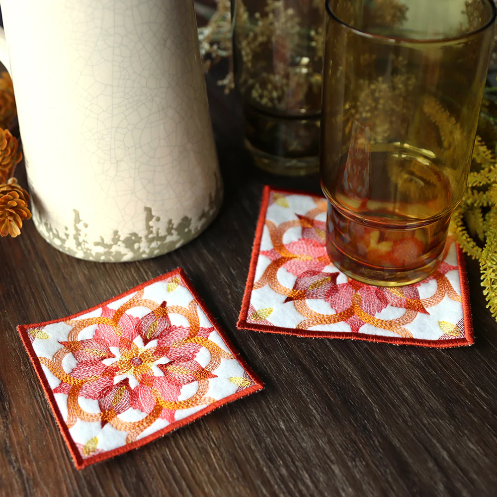Color Theory Fall Square Coasters (In-the-Hoop) Design Pack - Image 3