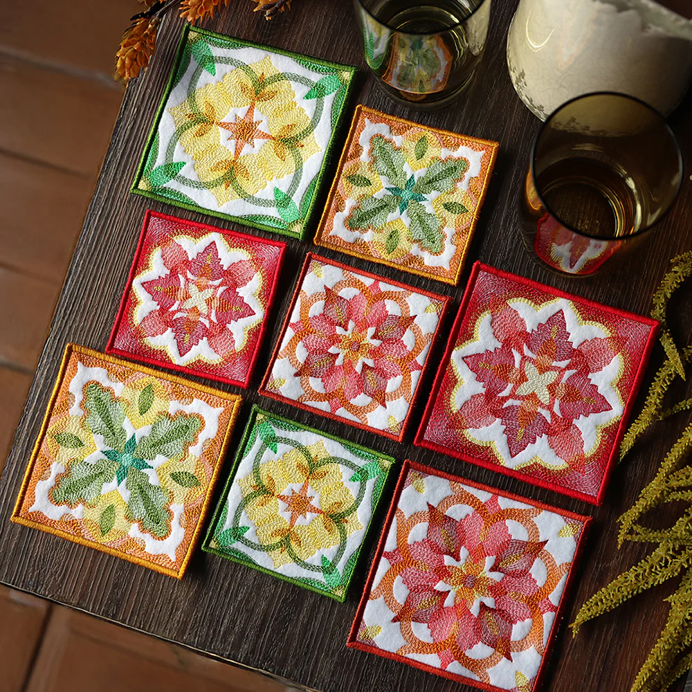 Color Theory Fall Square Coasters (In-the-Hoop) Design Pack - Image 6
