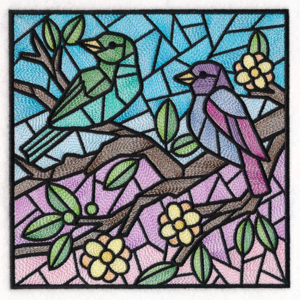 Colorful Birds Stained Glass Square 1 - Image 3