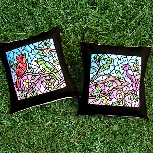 Colorful Birds Stained Glass Square 2 - Image 8