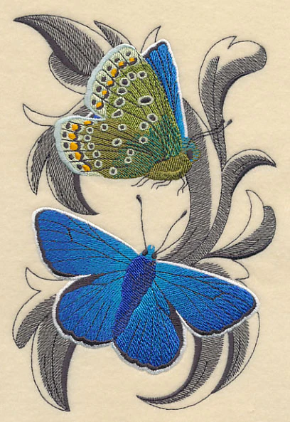 Common Blue Butterflies with Baroque Background - Image 3