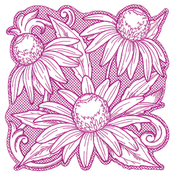 Coneflowers in Autumn Square (Trapunto) - Image 3