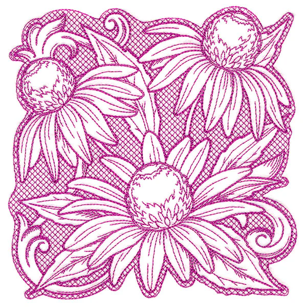 Coneflowers in Autumn Square (Trapunto) - Image 5