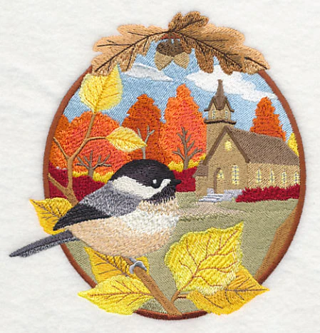 Country Autumn - Chickadee and Church - Image 2