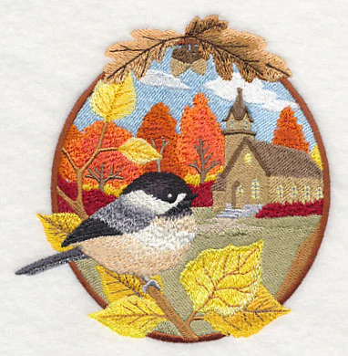 Country Autumn - Chickadee and Church - Image 3