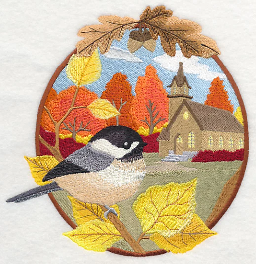 Country Autumn - Chickadee and Church - Image 4