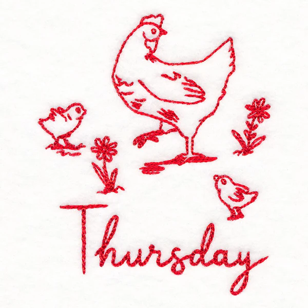 Country Chicken on Thursday (Redwork) - Image 2