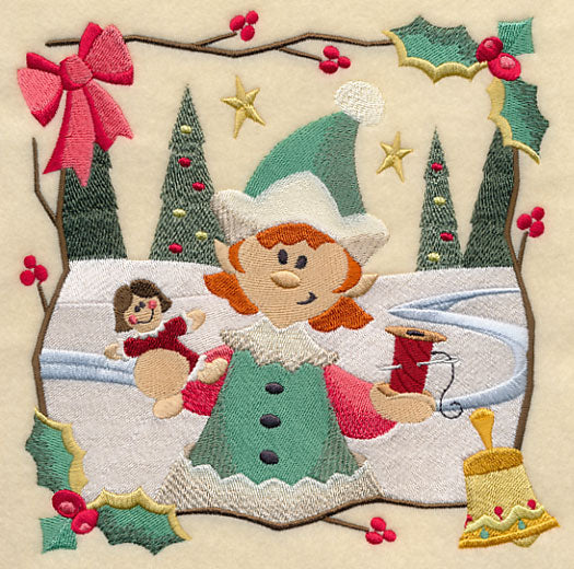 Country Christmas Square - Girl Elf - Image 2