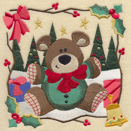 Country Christmas Square - Teddy Bear - Image 2