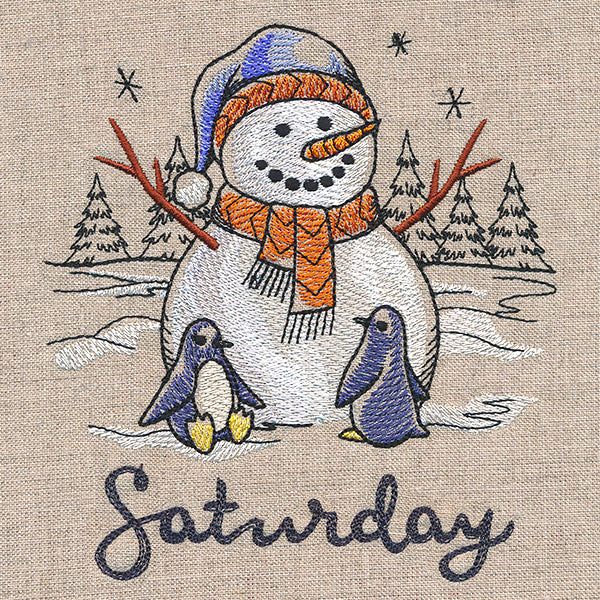 Country Snowman and Penguins on Saturday - Image 3