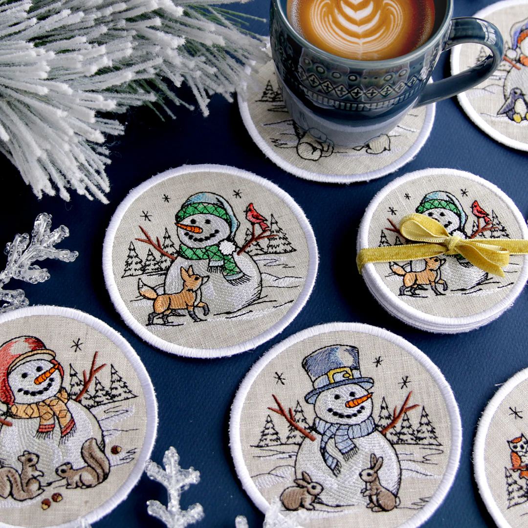 Country Snowman Coaster - Squirrels - Image 2