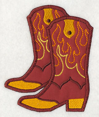 Cowboy Boot Pair with Flames (Heirloom Applique) - Image 2