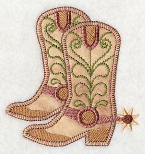 Cowboy Boot Pair with Spurs (Heirloom Applique) - Image 3