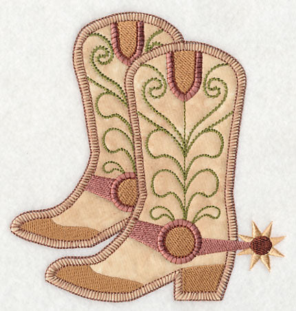 Cowboy Boot Pair with Spurs (Heirloom Applique) - Image 4
