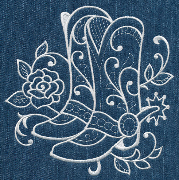 Cowboy Boots with Roses (Whitework) - Image 6