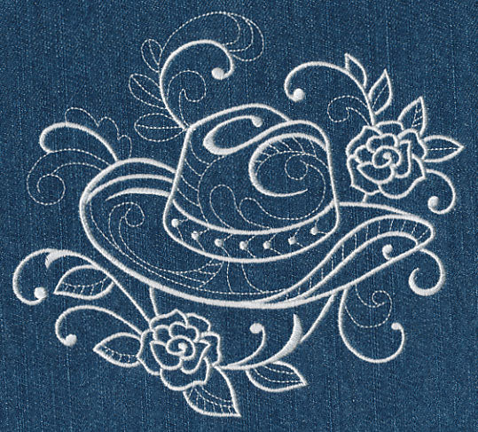 Cowboy Hat with Roses (Whitework) - Image 2