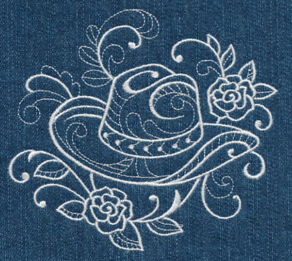 Cowboy Hat with Roses (Whitework) - Image 4