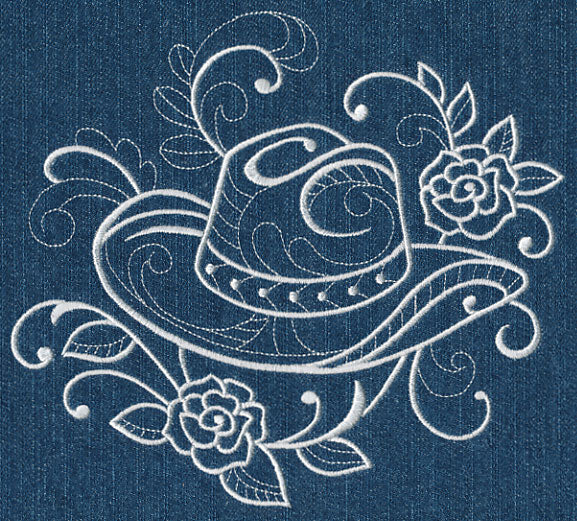 Cowboy Hat with Roses (Whitework) - Image 6