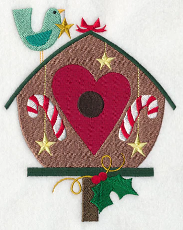 Cozy Christmas Birdhouse with Heart - Image 2