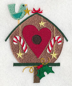 Cozy Christmas Birdhouse with Heart - Image 3