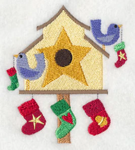 Cozy Christmas Birdhouse with Stockings - Image 3