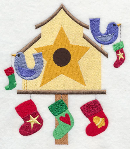 Cozy Christmas Birdhouse with Stockings - Image 4
