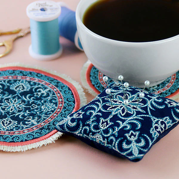 Cozy in Filigree Fringe Mug Rug (In-the-Hoop) - Image 3
