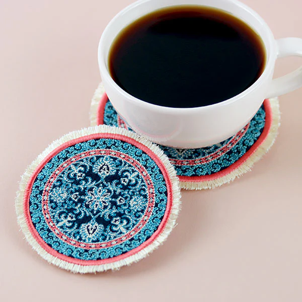 Cozy in Filigree Fringe Mug Rug (In-the-Hoop) - Image 5
