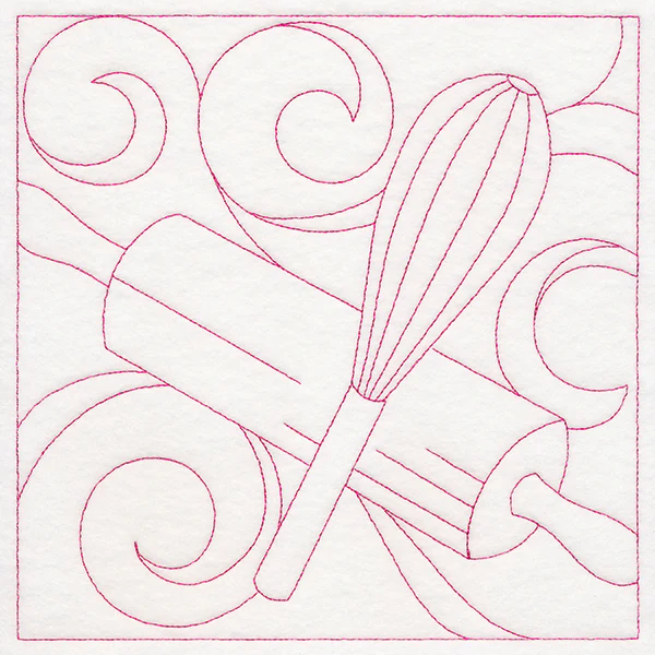 Cozy Kitchen Quilting - Whisk and Rolling Pin (Double Run)