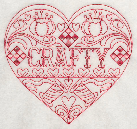 Crafty Heart (Redwork) - Image 3