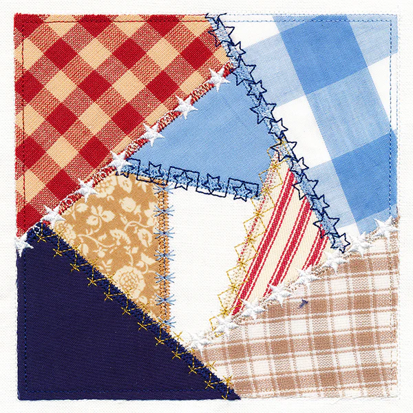 Crazy Patchwork Americana Quilt Block (In-the-Hoop) - Image 3