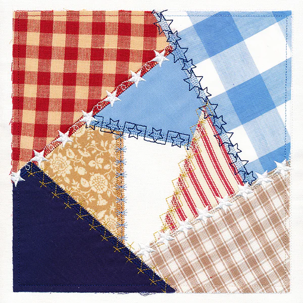 Crazy Patchwork Americana Quilt Block (In-the-Hoop) - Image 6