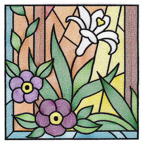 Cross & Dove Stained Glass Window Easter Scene 5