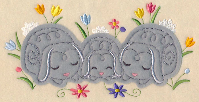 Cuddling Bunny Family (Crafty Cut Applique) - Image 4