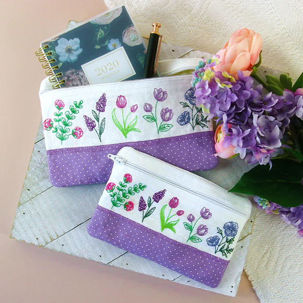Dainty Wildflower Lined Zipper Pouch (In-the-Hoop) - Image 9