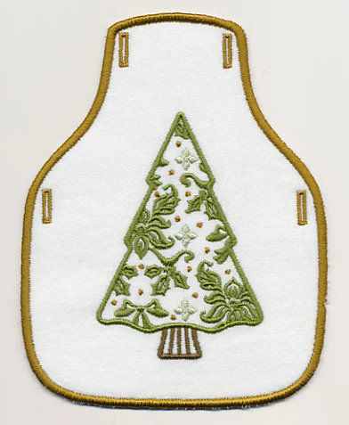 Damask Christmas Tree Bottle Apron (In-the-Hoop)