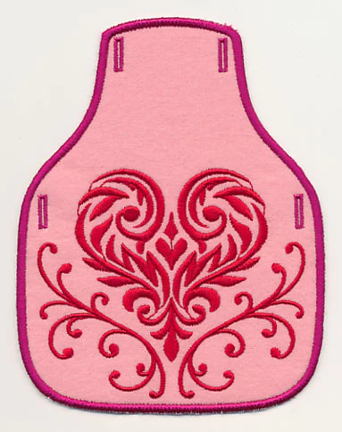 Damask Heart Bottle Apron (In-the-Hoop)