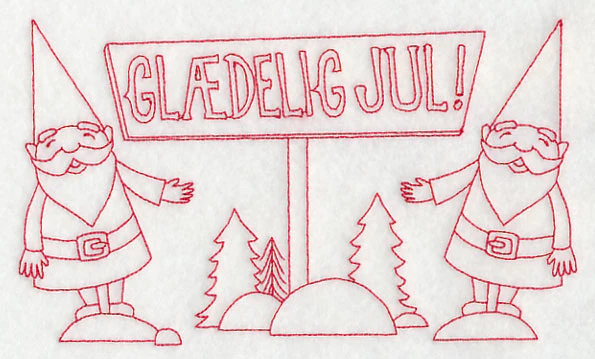 Danish Christmas Elves Glaedelig Jul (Redwork) - Image 2