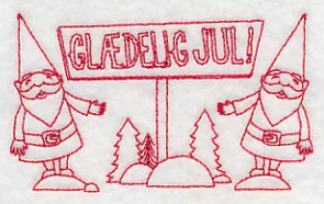 Danish Christmas Elves Glaedelig Jul (Redwork) - Image 4