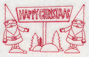 Danish Christmas Elves Happy Christmas (Redwork) - Image 4