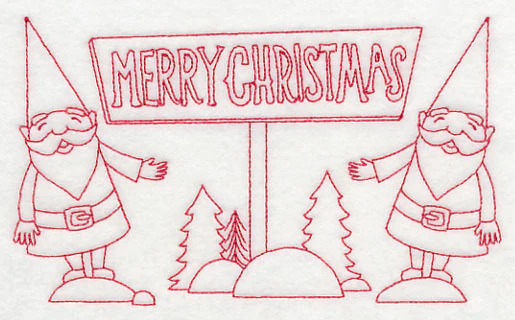 Danish Christmas Elves Merry Christmas (Redwork) - Image 3